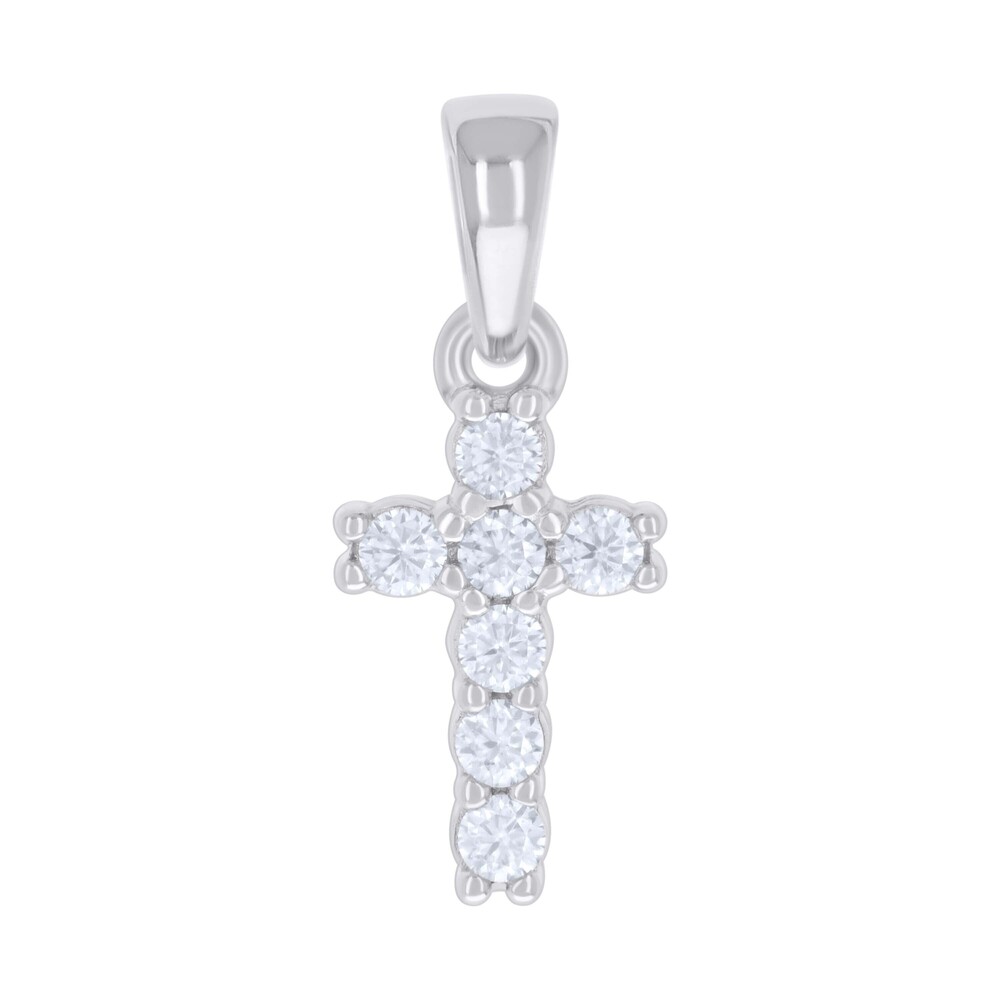 925 Sterling Silver Womens 0.22ct Moissanite Cross Religious Charm Pendant